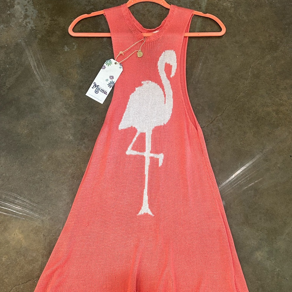 Coral Flamingo Knit Cover Up